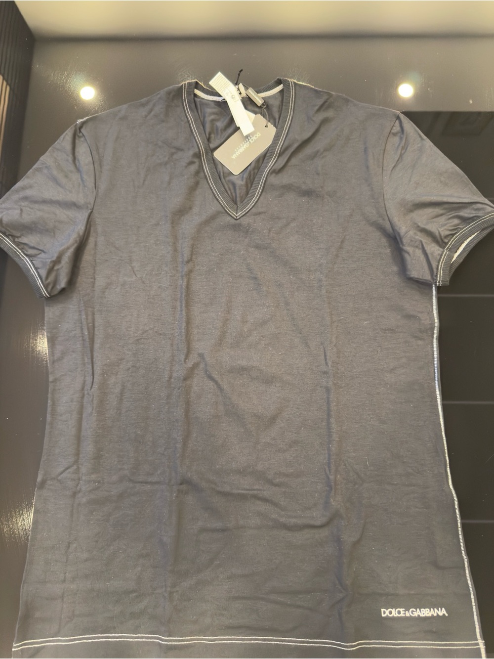 Dolce & Gabbana Men's Dark Navy V-Neck Tee